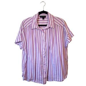 Lane Bryant Women's Lilac And White Stripe Blouse Size 14